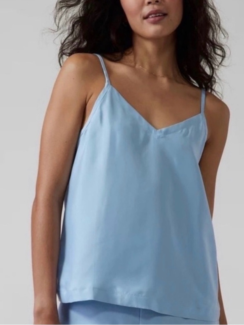 Athleta Light Blue Satin Spaghetti Strap Slip